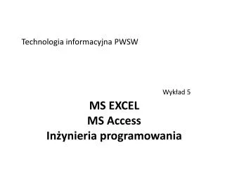 ms excel ms access in ynieria programowania