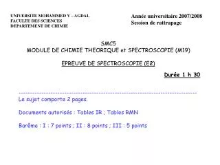 universite mohammed v agdal faculte des sciences departement de chimie