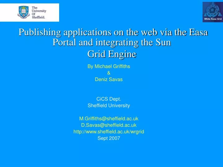 publishing applications on the web via the easa portal and integrating the sun grid engine