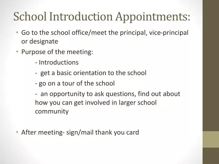 school introduction appointments