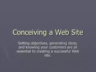 conceiving a web site
