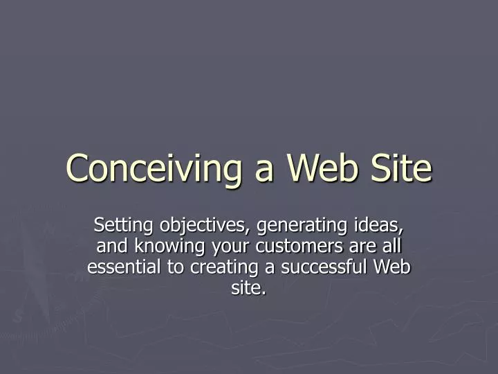conceiving a web site