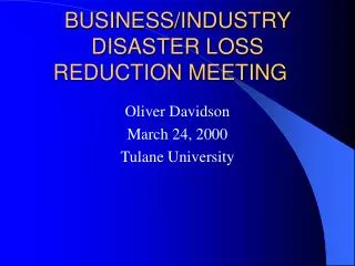 BUSINESS/INDUSTRY DISASTER LOSS REDUCTION MEETING