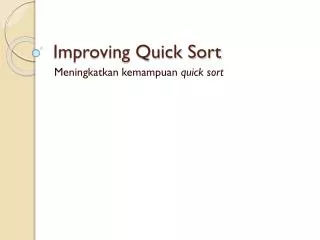 improving quick sort