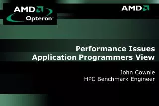 Performance Issues Application Programmers View John Cownie HPC Benchmark Engineer