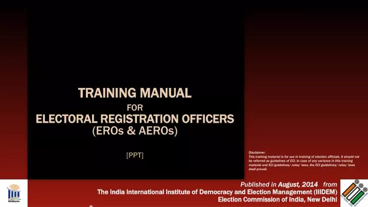 training manual for electoral registration officers eros aeros ppt