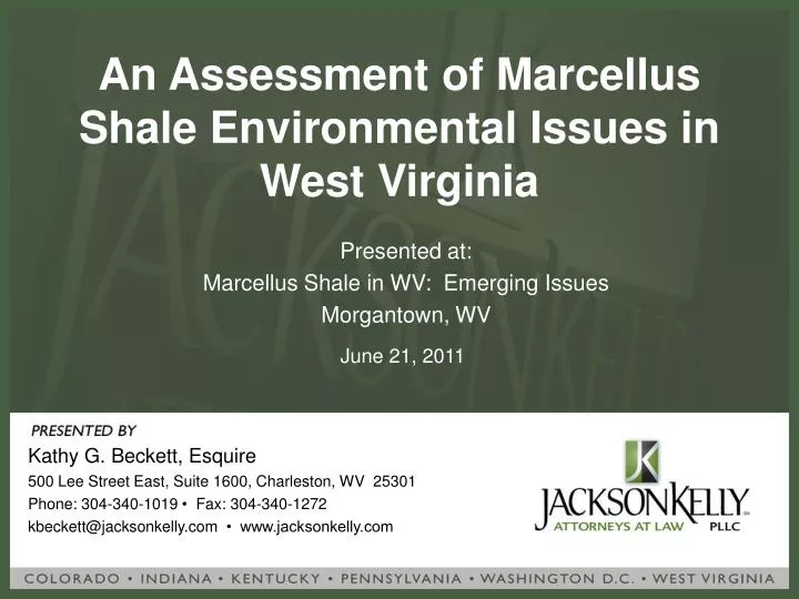 an assessment of marcellus shale environmental issues in west virginia