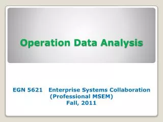 Operation Data Analysis