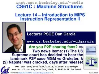 Lecturer PSOE Dan Garcia cs.berkeley/~ddgarcia