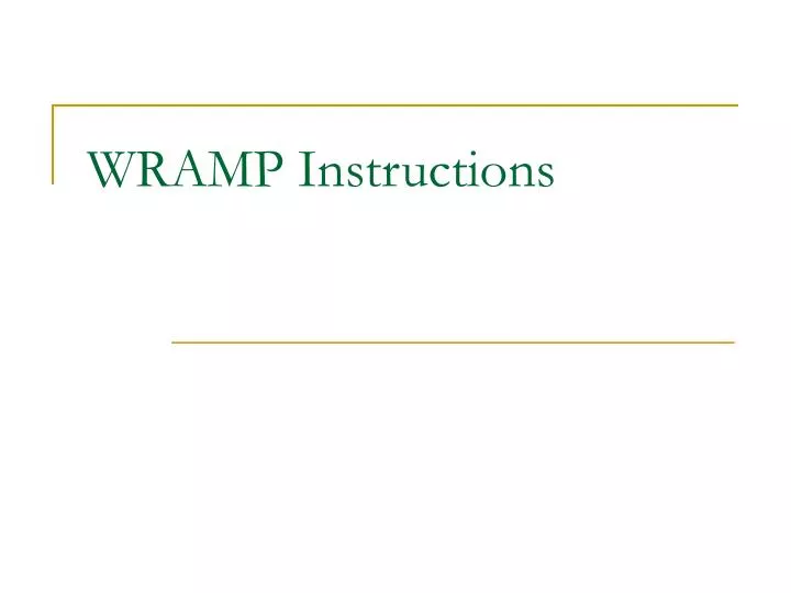 wramp instructions