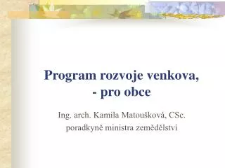 program rozvoje venkova pro obce