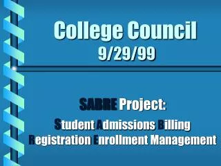 College Council 9/29/99