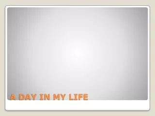 A DAY IN MY LIFE