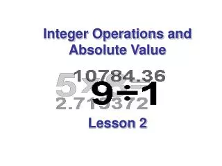 Integer Operations and Absolute Value Lesson 2