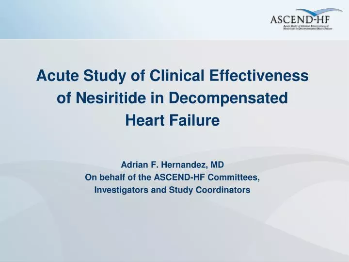 acute study of clinical effectiveness of nesiritide in decompensated heart failure