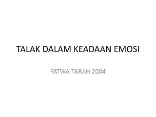 talak dalam keadaan emosi