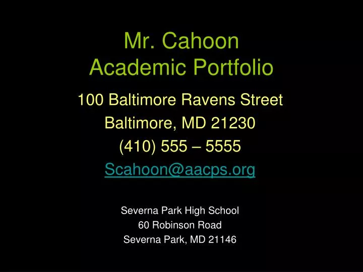 mr cahoon academic portfolio