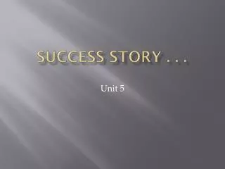 Success story . . .