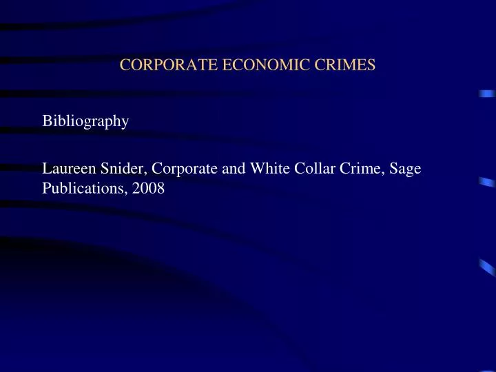 corporate economic crimes