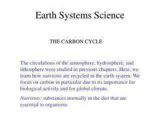 Earth Systems Science