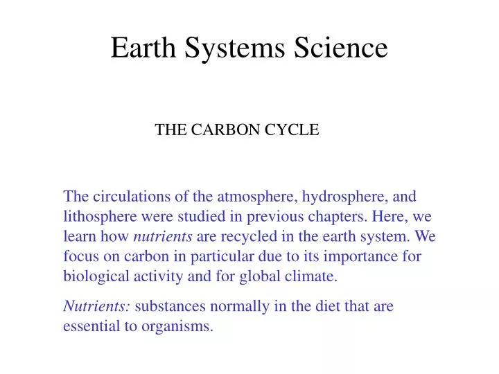 earth systems science