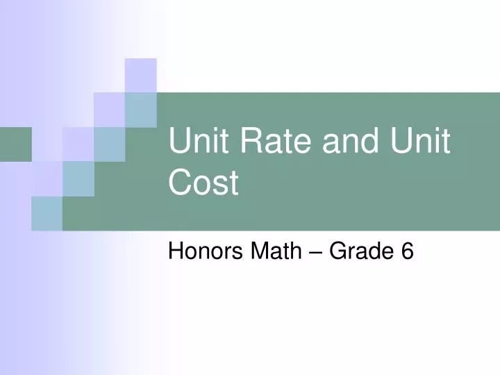 unit rate and unit cost