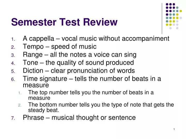 semester test review