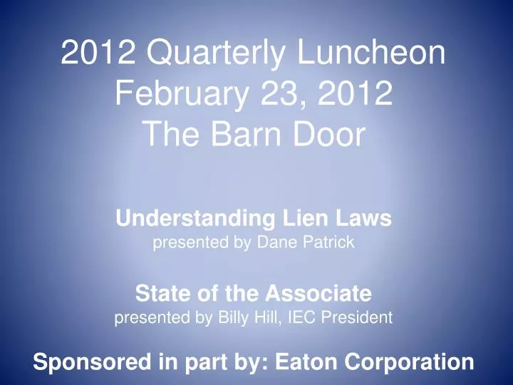 2012 quarterly luncheon february 23 2012 the barn door