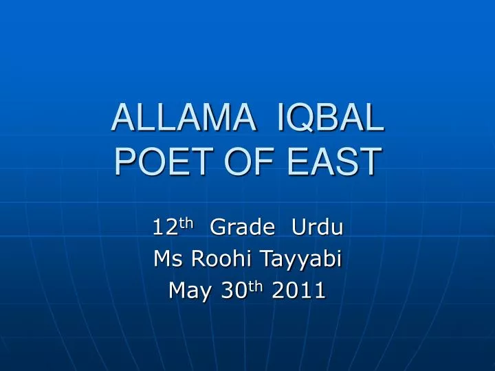 allama iqbal poet of east