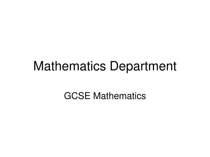 mathematics department