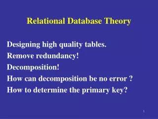 Relational Database Theory
