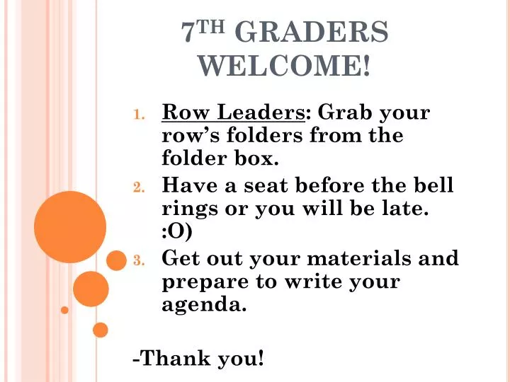 7 th graders welcome