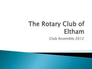 The Rotary Club of Eltham