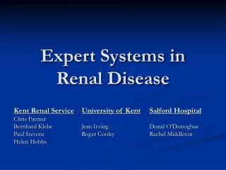 Expert Systems in Renal Disease