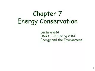 Chapter 7 Energy Conservation