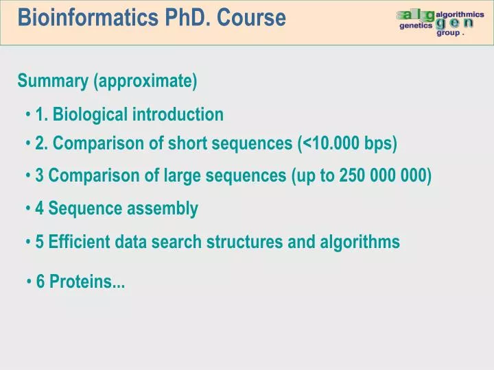 bioinformatics phd course