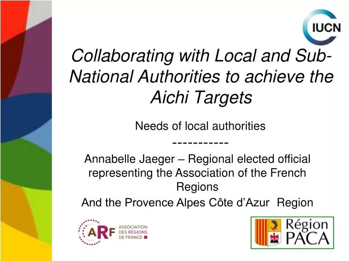 collaborating with local and sub national authorities to achieve the aichi targets
