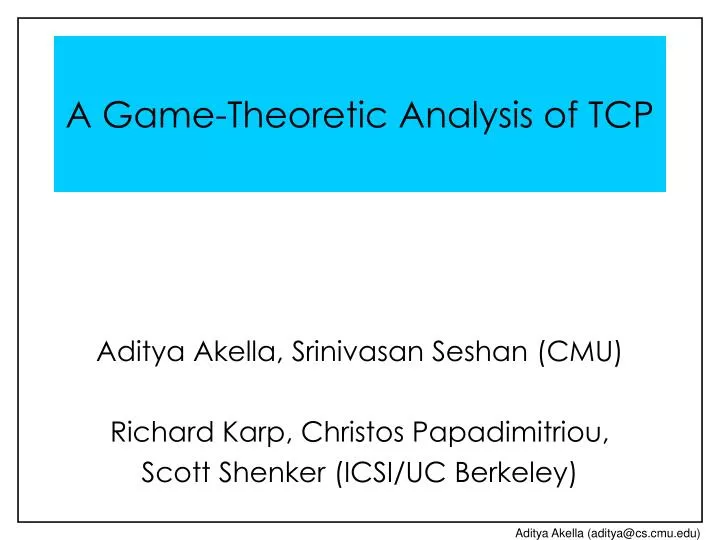 a game theoretic analysis of tcp