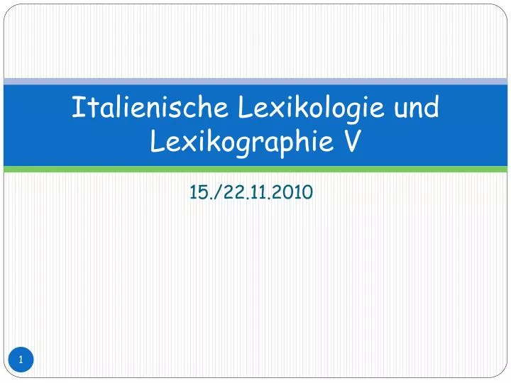 italienische lexikologie und lexikographie v