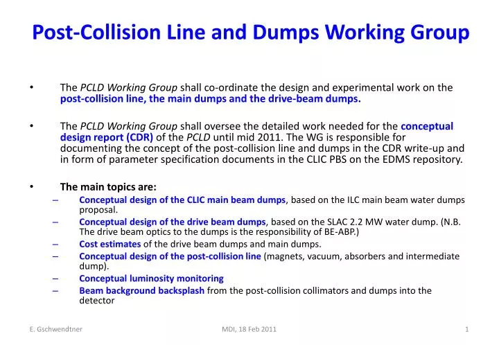 post collision line and dumps working group