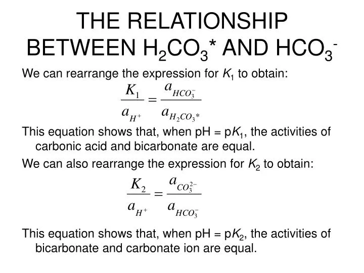 the relationship between h 2 co 3 and hco 3