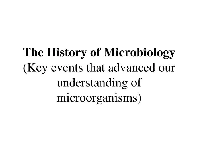 the history of microbiology key events that advanced our understanding of microorganisms