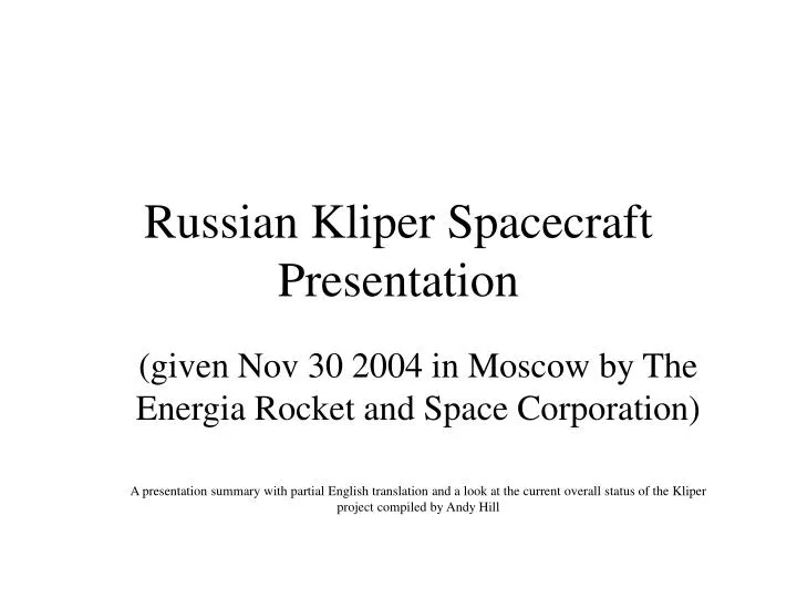 russian kliper spacecraft presentation