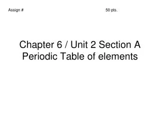 Chapter 6 / Unit 2 Section A Periodic Table of elements