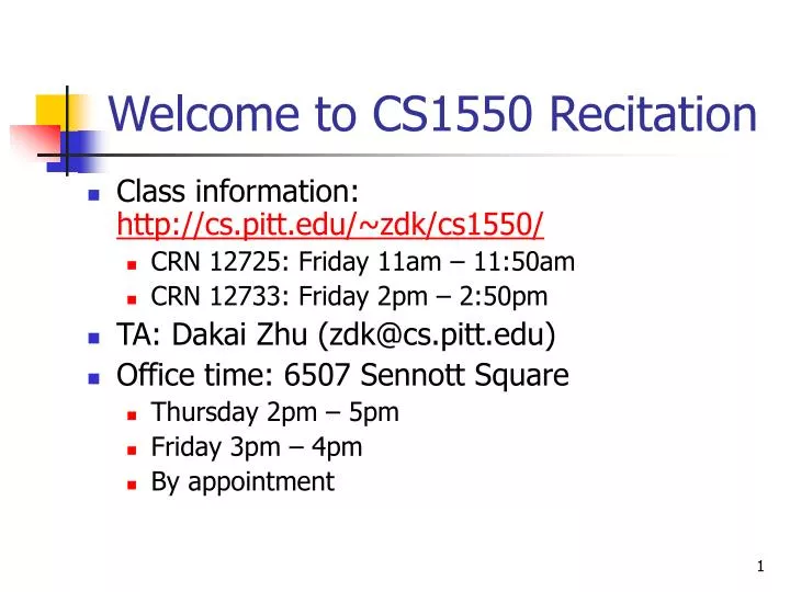 welcome to cs1550 recitation