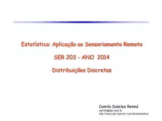 estat stica aplica o ao sensoriamento remoto ser 203 ano 2014 distribui es discretas