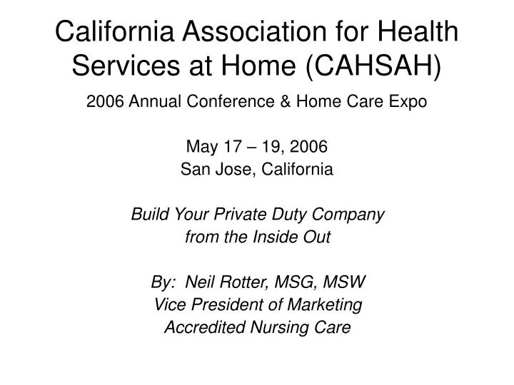 california association for health services at home cahsah