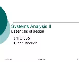 Systems Analysis II Essentials of design