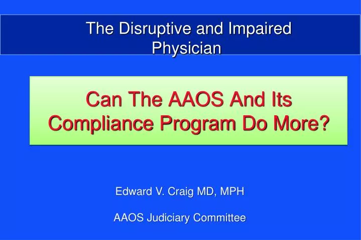 can the aaos and its compliance program do more