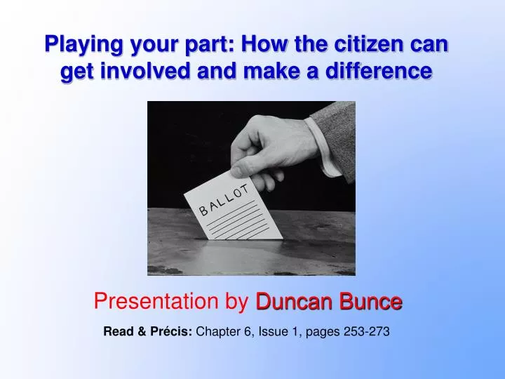 playing your part how the citizen can get involved and make a difference